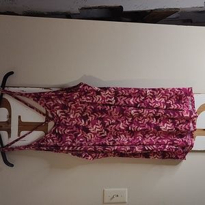 LLR Daniella plum/pink/leaf print spaghetti strap top/camisole